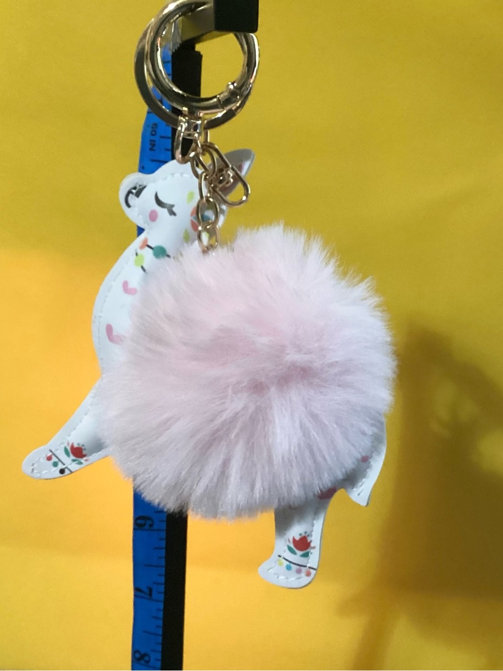 NWT - Pink Fluffy Pom Keychain with Llama Charm - Cute Small Pets Accessory